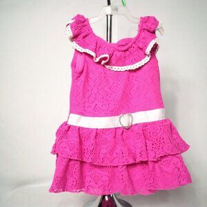 Wonder Kids Pink & White Floral Crochet Sleeveless Girl Dress Size 3T NWOT